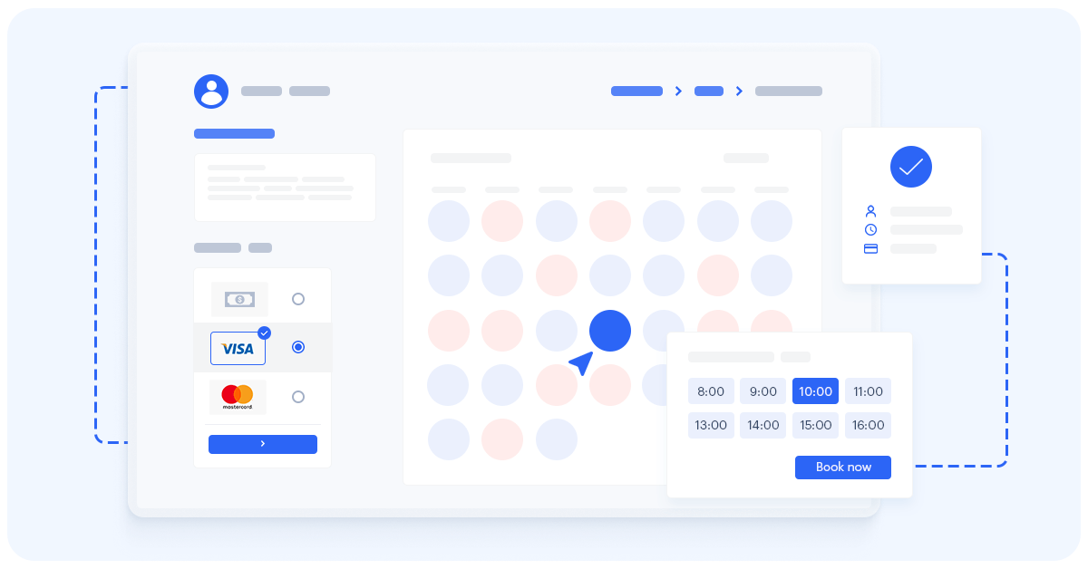Online booking system on a website